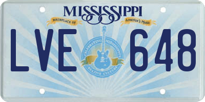 MS license plate LVE648