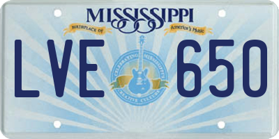 MS license plate LVE650