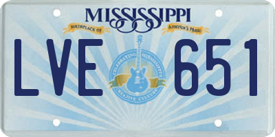 MS license plate LVE651