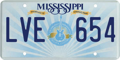 MS license plate LVE654