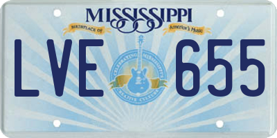 MS license plate LVE655