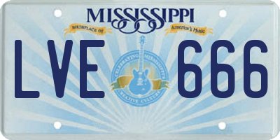 MS license plate LVE666