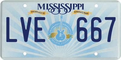MS license plate LVE667