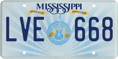 MS license plate LVE668