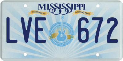 MS license plate LVE672