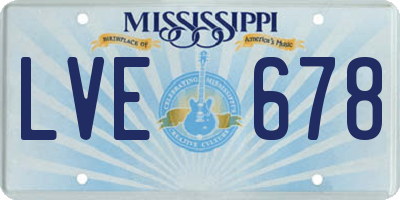 MS license plate LVE678