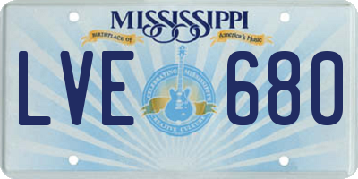 MS license plate LVE680