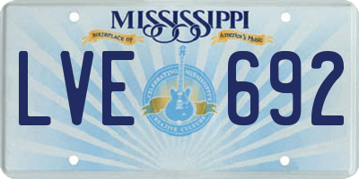MS license plate LVE692