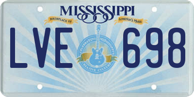 MS license plate LVE698