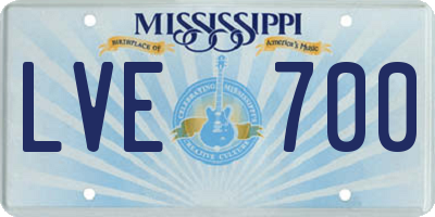 MS license plate LVE700