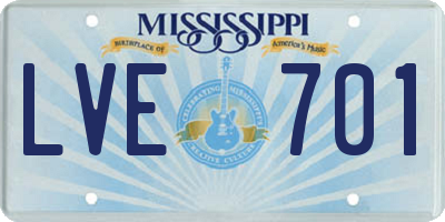 MS license plate LVE701