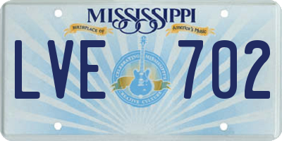 MS license plate LVE702
