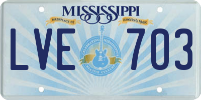 MS license plate LVE703