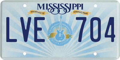 MS license plate LVE704