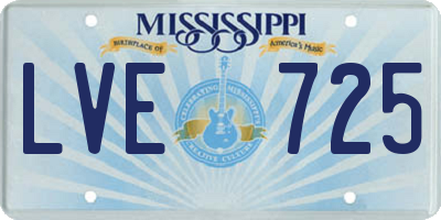 MS license plate LVE725