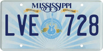 MS license plate LVE728