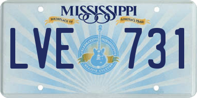 MS license plate LVE731