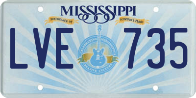 MS license plate LVE735