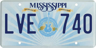 MS license plate LVE740