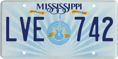 MS license plate LVE742