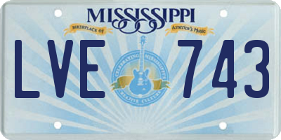 MS license plate LVE743