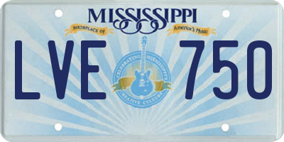 MS license plate LVE750