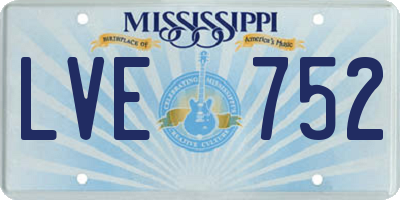 MS license plate LVE752