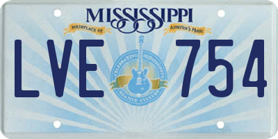 MS license plate LVE754