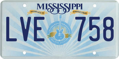 MS license plate LVE758