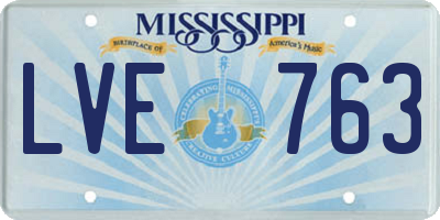 MS license plate LVE763
