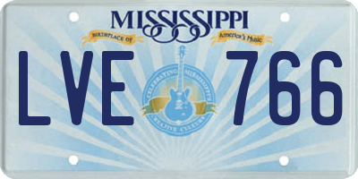 MS license plate LVE766