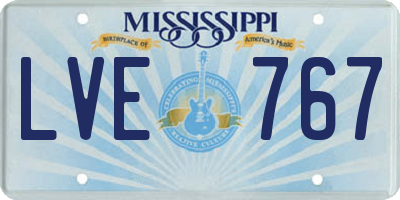 MS license plate LVE767