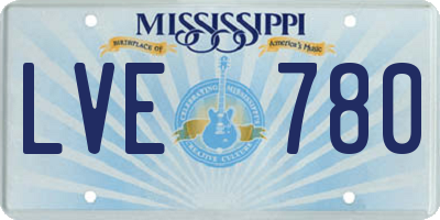 MS license plate LVE780