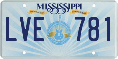 MS license plate LVE781