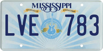 MS license plate LVE783