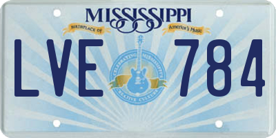 MS license plate LVE784