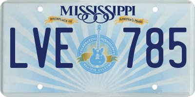 MS license plate LVE785