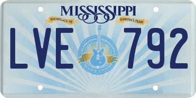 MS license plate LVE792