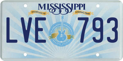 MS license plate LVE793