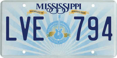 MS license plate LVE794