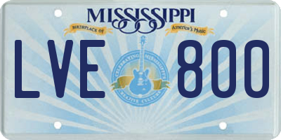 MS license plate LVE800