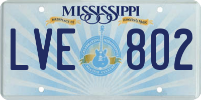 MS license plate LVE802