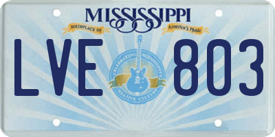 MS license plate LVE803