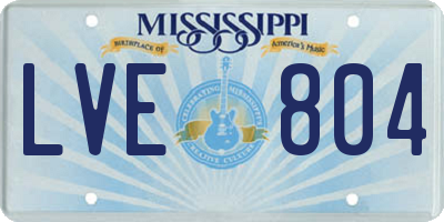 MS license plate LVE804