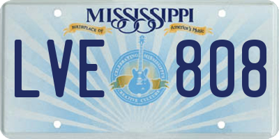 MS license plate LVE808