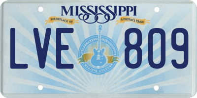 MS license plate LVE809