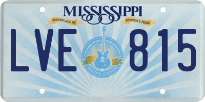 MS license plate LVE815