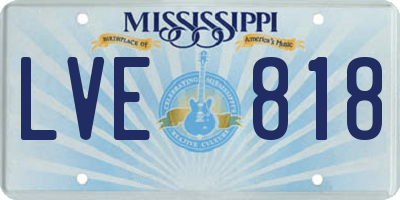 MS license plate LVE818