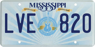 MS license plate LVE820