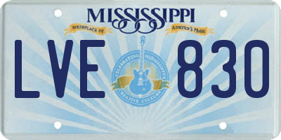MS license plate LVE830